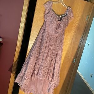Brand New Azazie Vintage Mauve High Low Lace Dress